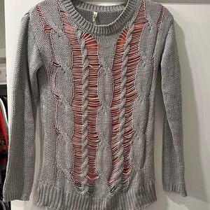 Elegant Gray Cable Knit Sweater
